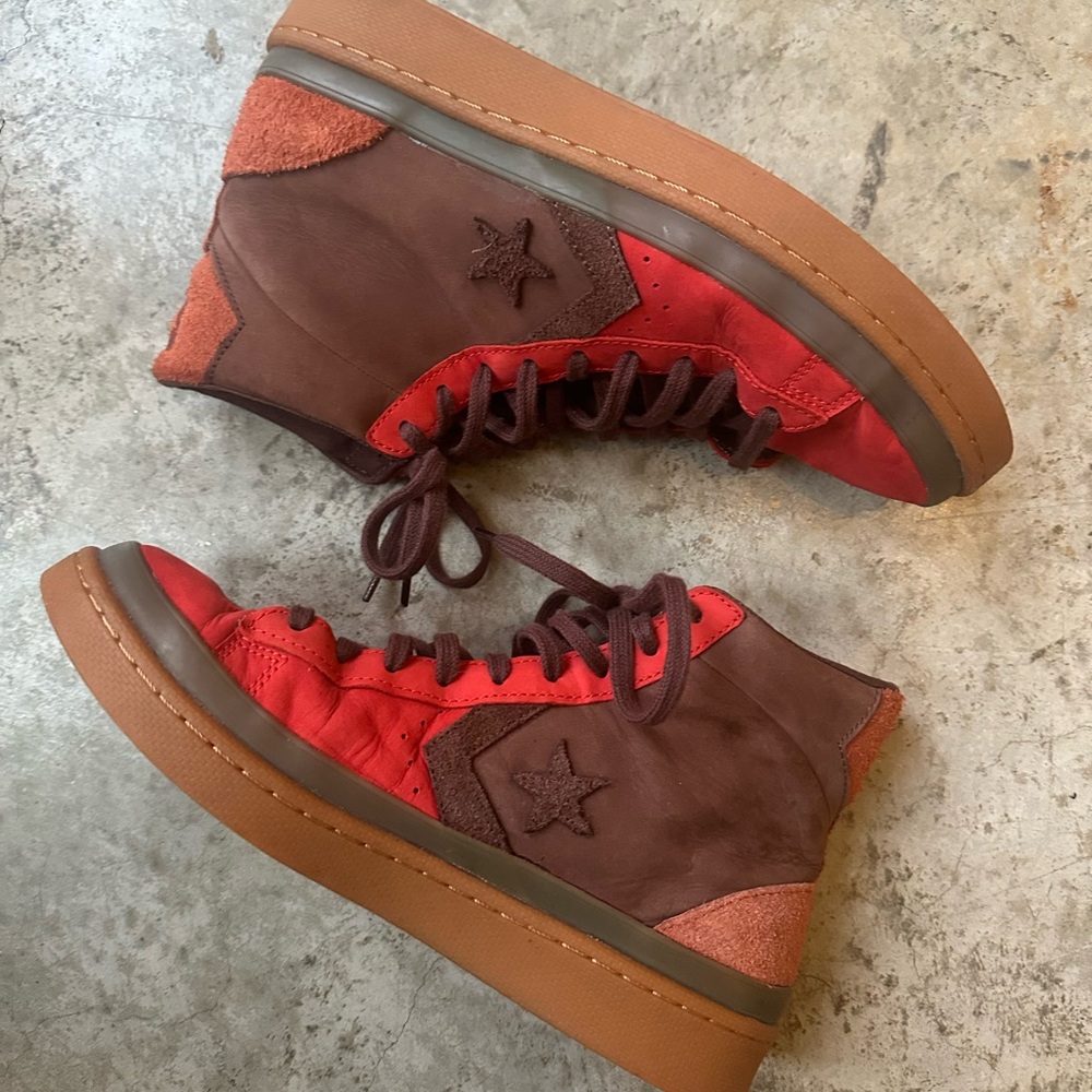 Converse Red and Brown High-Top Sneakers - Picture 2 of 6